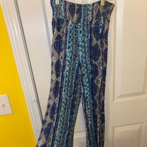 patterned high waisted straight loose pants